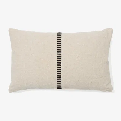 Kave Home Ardit beige linen and cotton cushion cover contrasting black embroidered stripe 30 x 50 cm