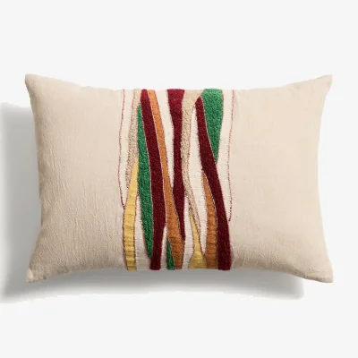 Kave Home Sirea cotton cushion cover with multicoloured embroidered detail 40 x 60 cm