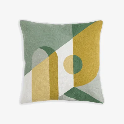 La Redoute Dyonis Square Cushion Cover in Embroidered Cotton with Geometric Print