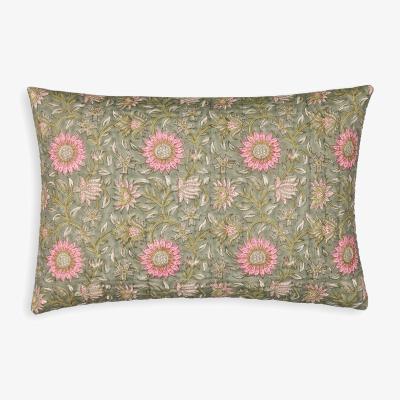 La Redoute Casaluce Floral Block Print 100% Cotton Cushion Cover