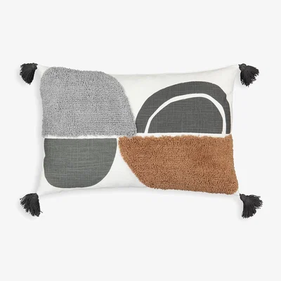 La Redoute Comoe Graphic Tufted Tassel Rectangular 100% Cotton Cushion Cover