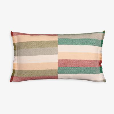 La Redoute Antana Striped Fringed Cotton and Linen Blend Rectangular Cushion Cover