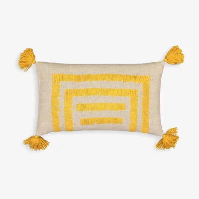 La Redoute Riscaya Graphic Tassel Linen / Cotton Cushion Cover