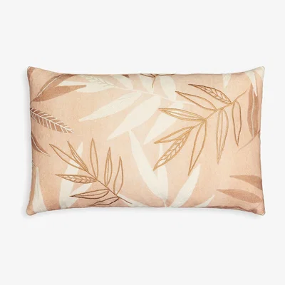 La Redoute Nagano Foliage Embroidered Cotton Linen Rectangular Cushion Cover