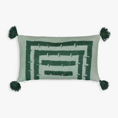 La Redoute Riscaya Graphic Tassel Linen Cotton Cushion Cover