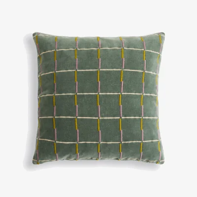 La Redoute Janae Square Cushion Cover in Embroidered Cotton Velour