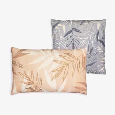 La Redoute Nagano Foliage Embroidered Cotton Linen Square 40 x 40cm Cushion Cover