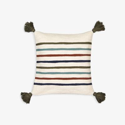 La Redoute Gouarec Striped Tassel 100% Cotton Square Cushion Cover