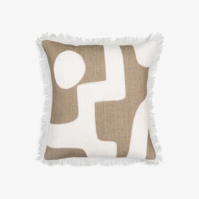 La Redoute Kinabe 40 x 40cm Fringed 100% Linen Cushion Cover