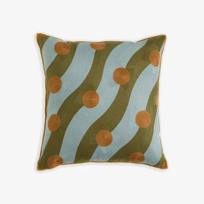 La Redoute Touma Embroidered Linen/Cotton Square Cushion Cover 45x45cm