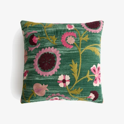 La Redoute Izild Embroidered Crushed Velour Cushion Cover 50 X 50cm