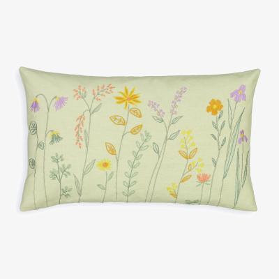 La Redoute Frannie Rectangular Floral Embroidered 100% Cotton Cushion Cover