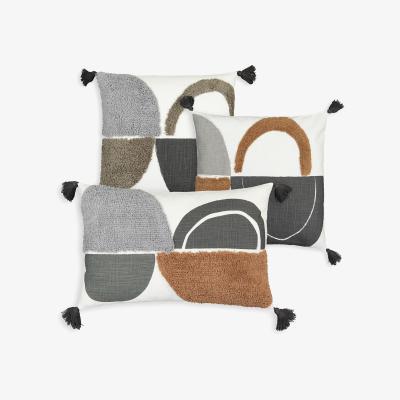 La Redoute Comoe Graphic Tufted Tassel Cotton Square 50 x 50cm Cushion Cover