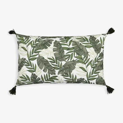La Redoute Palma Exotic Foliage Tassel Rectangular Cotton Cushion Cover