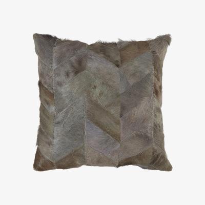 La Redoute Patchwork Light Grey Leather Cushion Cover 50x50cm