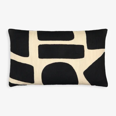 La Redoute Manim Graphic Embroidered 100% Linen Cushion Cover