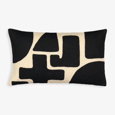 La Redoute Mounty Graphic Embroidered 100% Linen Cushion Cover