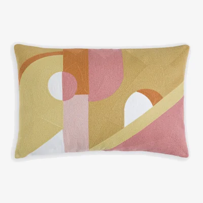La Redoute Dyonis Geometric Print Embroidered Cotton Rectangular Cushion Cover