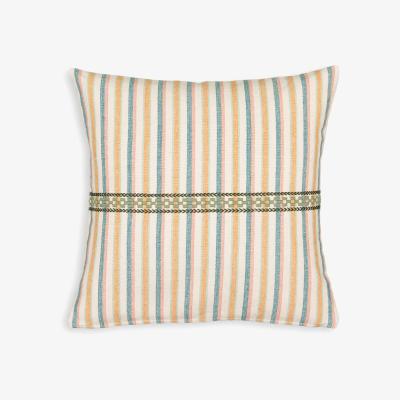 La Redoute Mentilla Striped Embroidered 100% Cotton Square Cushion Cover