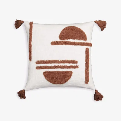 La Redoute Goboa Graphic Tassel Tufted Cotton 40 x 40cm Cushion Cover