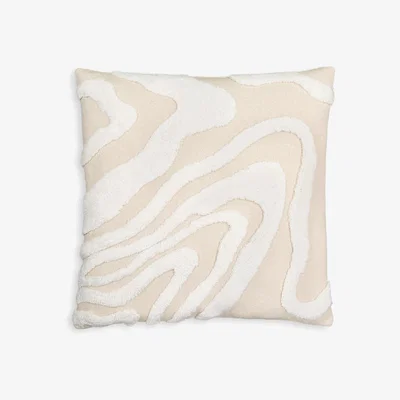 La Redoute Limestone Textured Cotton Blend Square Cushion Cover