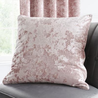 La Redoute Crushed Velvet Blush Pink Filled Cushion 55X55cm