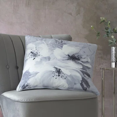 La Redoute Dramatic Floral Silver Filled Cushion 55x55cm