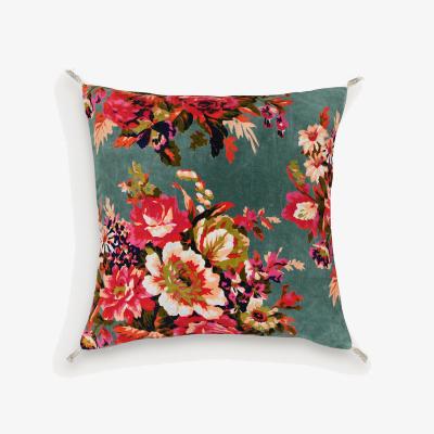La Redoute GOLTY Cedar Green Floral Velvet Cushion Cover