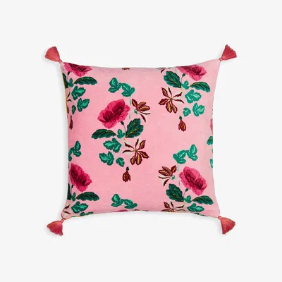 La Redoute Ingrid 45 x 45cm Floral 100% Cotton Velvet Cushion Cover