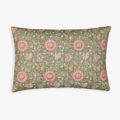 La Redoute Casaluce Floral Block Print 100% Cotton Cushion Cover