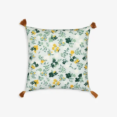 La Redoute Callas Floral Tassel 40 x 40cm Square Cotton Cushion Cover