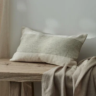 Layered Lounge Green & Cream Woven Cushion Cover