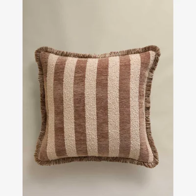 Marks & Spencer M&S Fringed Chenille Stripe Cushion Cover Caramel