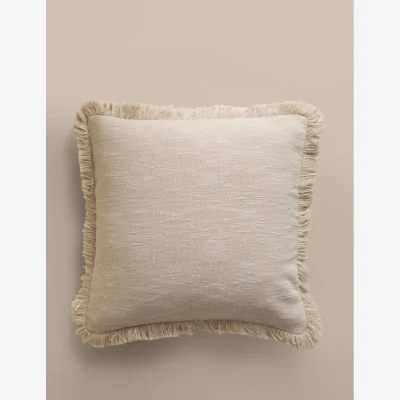 Marks & Spencer M&S Textured Fringe Cushion Cover Ecru