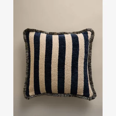 Marks & Spencer M&S Fringed Chenille Stripe Cushion Cover Navy Mix