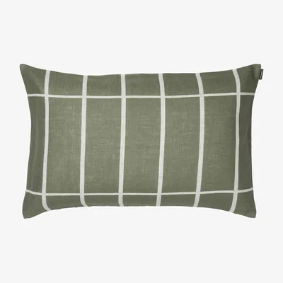 Made in Design Tiiliskivi Cushion cover - / 60 x 40 cm - Linen by Marimekko Green/Grey