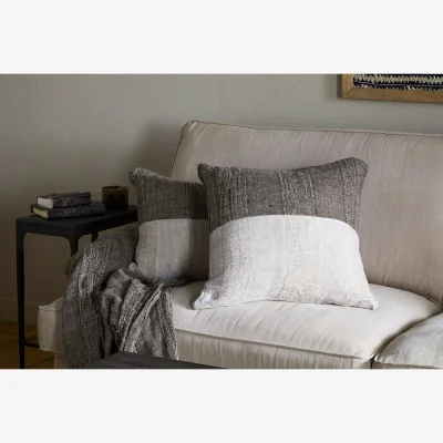 Nkuku nkuku Munir Linen Cushion Cover | Textiles | Charcoal | 60 x 40 cm