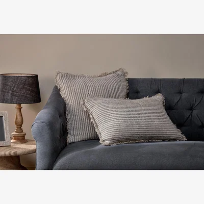 Nkuku Nkuku Gili Linen Cushion Cover | Textiles | Dark Green/Natural | 60 x 40 cm