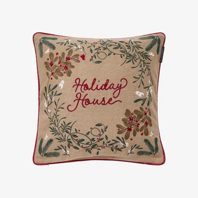 Nordic Nest Lexington Holiday House wool mix cushion cover 50x50 cm Beige-multi
