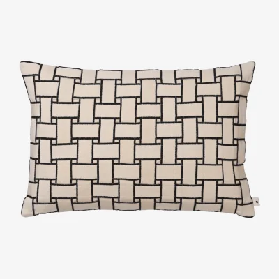 Nordic Nest Ferm Living Lattice cushion cover Off-white-black 40x60 cm