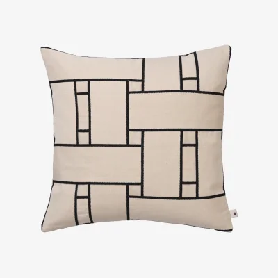 Nordic Nest Ferm Living Lattice Offset cushion cover Off-white-black 50x50 cm