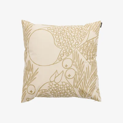 Nordic Nest Marimekko Piirto Ketunmarja cushion cover Off white-gold 50x50 cm