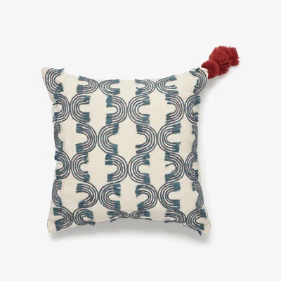 OKA OKA, Kailani Curve Cushion Cover - Indigo/White, Cushion Covers, Linen, Striped
