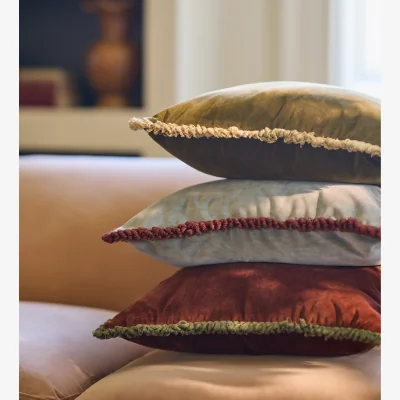 OKA OKA, Elveden Velvet Cushion - Celadon, Cushion Cover