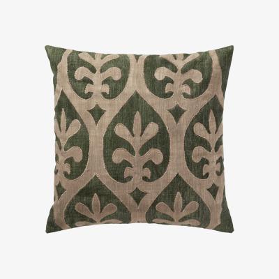 OKA OKA, Morosini Cushion Cover - Green/Natural, Cushion Covers, Cotton, Floral