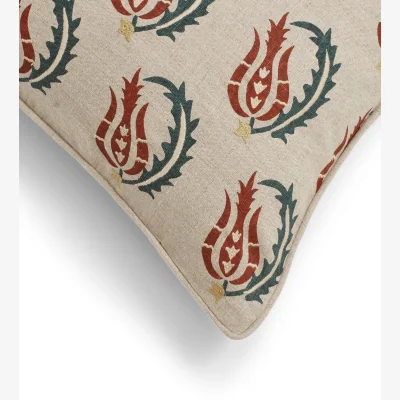 OKA OKA, Babur Cushion Cover - Warm Red/Air Force Blue, Cushion Cover