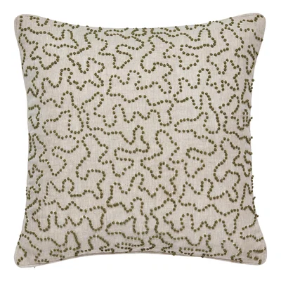 OKA Leptoria Embroidered Cushion Cover - Spruce