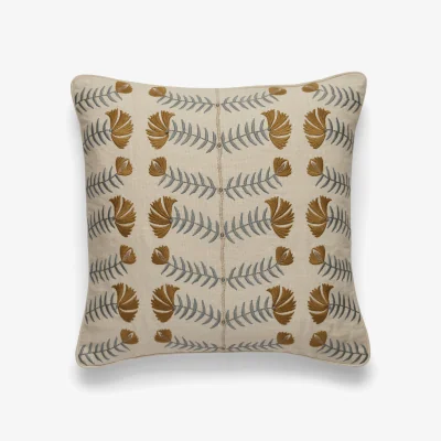 OKA OKA, Highweald Cushion Cover - Ochre/Seafoam, Cushion Cover