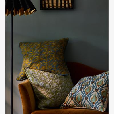 OKA OKA, Cornelia Cushion Cover - Dirty Orange/Blue, Cushion Cover