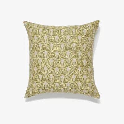 OKA OKA, Ghini Feathers Cushion Cover - Dirty Lime, Cushion Covers, Linen, Botanical